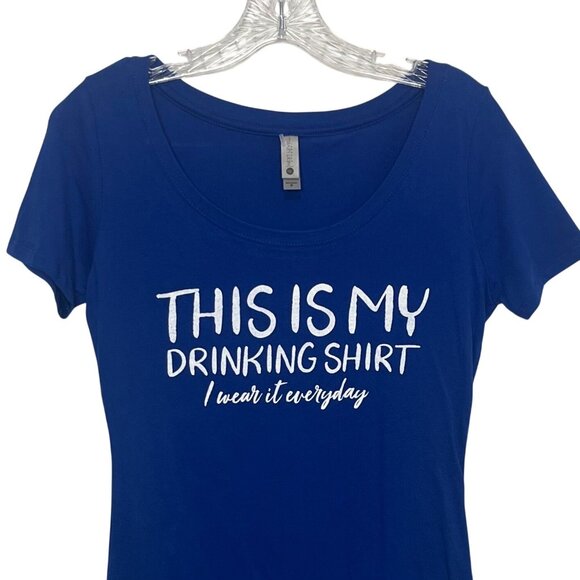 Next Level Apparel This Is My Drinking Shirt Graphic Tshirt Womens Medium Blue - Picture 3 of 7